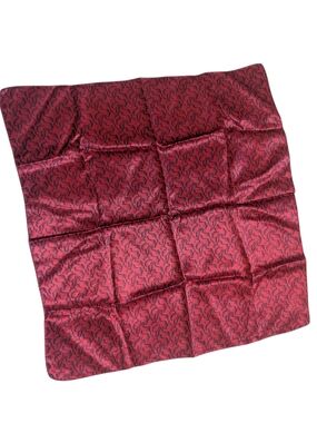 Silky Red Patterned Square Scarf
